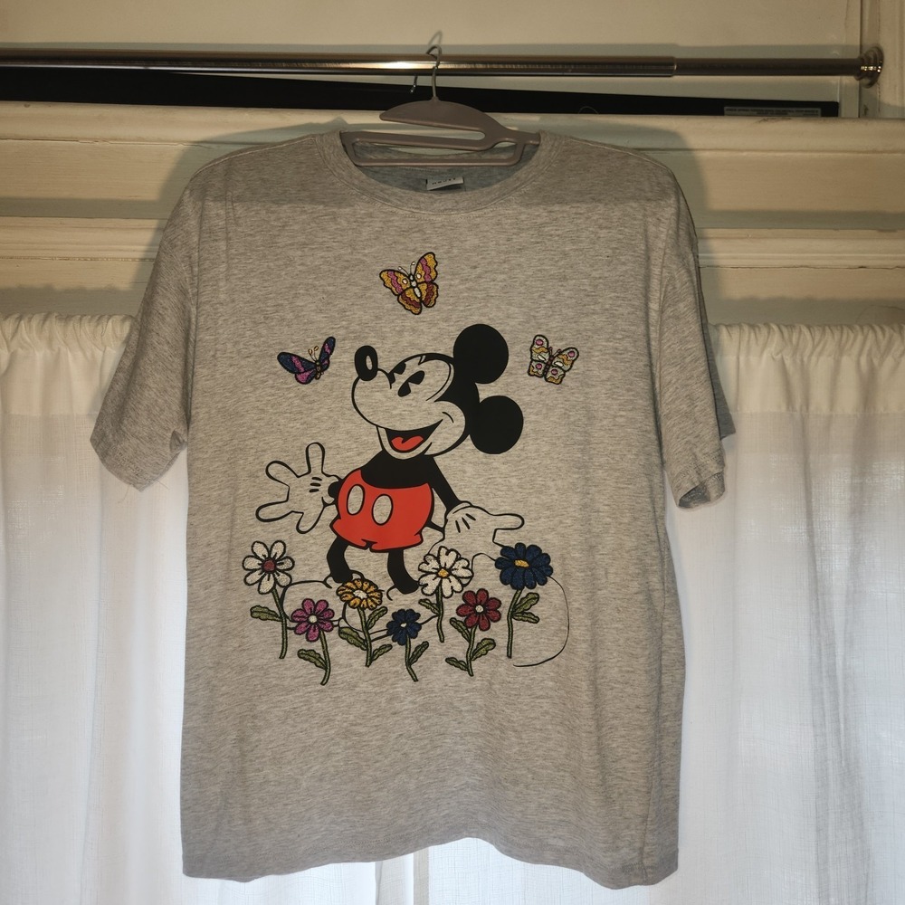 M Disney Mickey Mouse Heather Grey Unisex Adult T-Shirt Size M